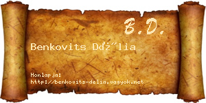 Benkovits Délia névjegykártya